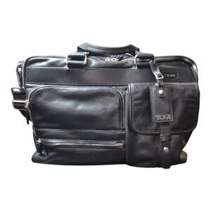 Tumi Laredo‎ Leather Large Briefcase Luggage Bag Black Carry On